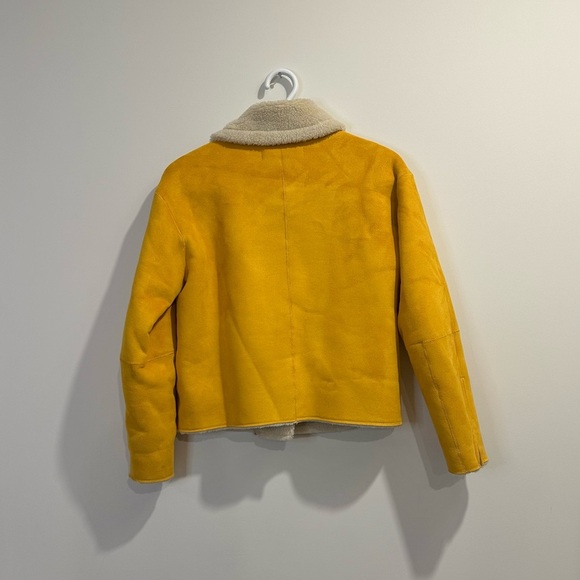 ZARA Basics | Faux Suede Shearling Sherpa Sunflower Moto Jacket womens small - Picture 6 of 7